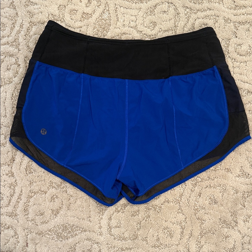 lululemon athletica Women's Black and Royal Blue Athletic Shorts